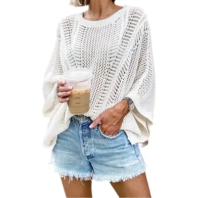 Pink Knitted Vacation Sweater for Women