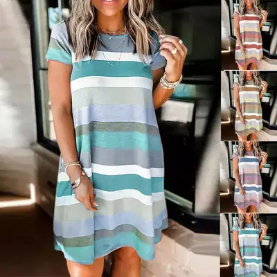 Women's 2022 Striped Loose Summer Dress