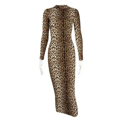 2022 Leopard Print Long Sleeve Dress for Women