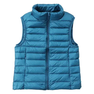 Women's Red Down Vest Korean Style Stand Collar Short Slim Vest