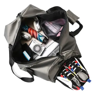Men's Grey 100% Nylon Yoga Travel Bag with One Shoulder