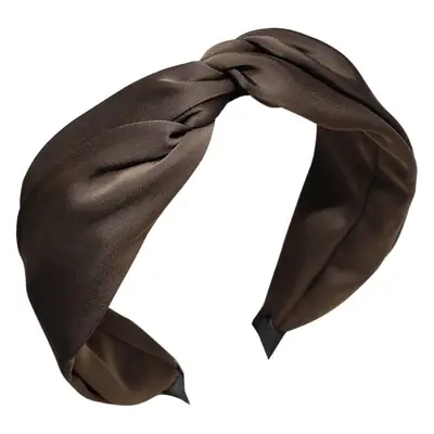 Black Satin Twisted Cross Headband for Women