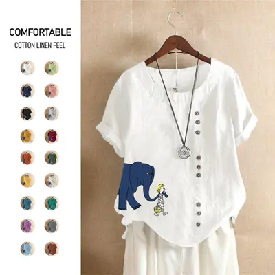 2025 Purple Elephant Print Plus Size T-Shirt