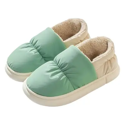 Women Winter Warm Cotton Slippers with Heel & Plush Lining