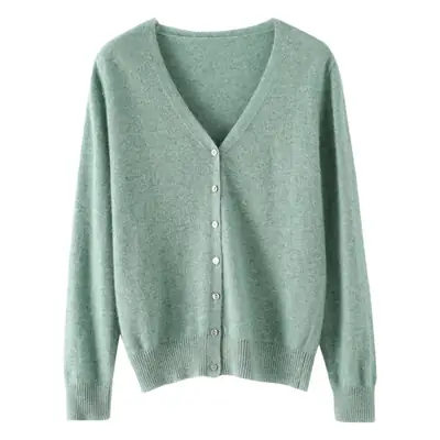 Women's Knitted V-Neck Cardigan Coat White Spring Autumn