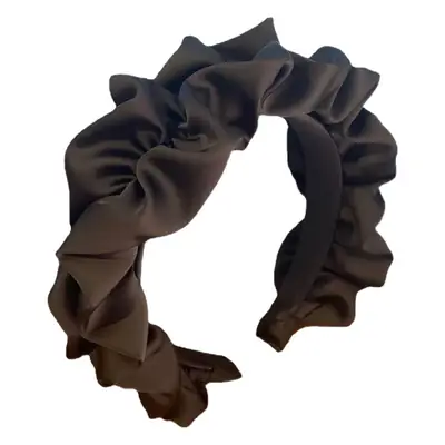 Black Silk Ruched Hairband for Women