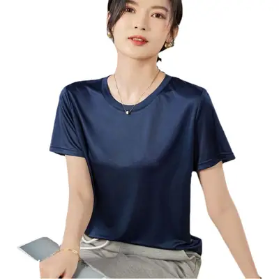 Women Black T-Shirt Short Sleeve Mercer Cotton Summer Loose