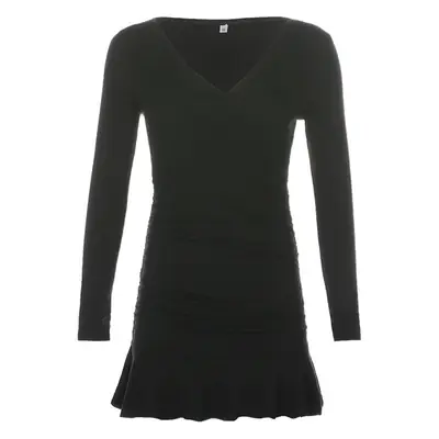 Pink V-Neck Pleated Dress for Women 2022