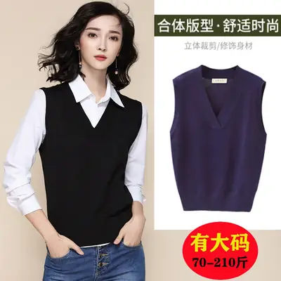 V-Neck Knitted Sleeveless Vest for Women Plus Size