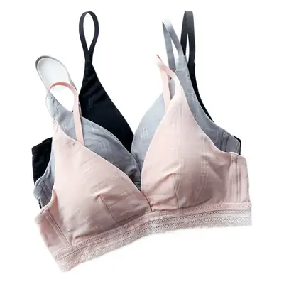 French Style Lace Cup Bra Black Pink Women's