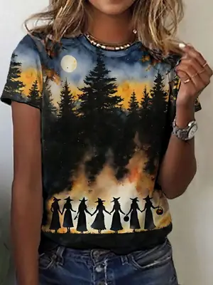 2024 Floral Embroidered T-Shirt Women Loose Casual