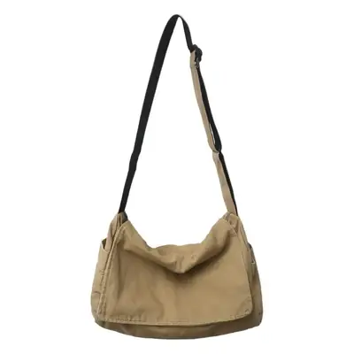 Washed Canvas Crossbody Bag Men Large Capacity Japanese Style
