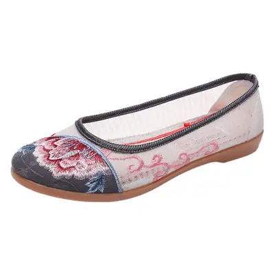 Women Embroidered Mesh Sandals Spring Summer Non-Slip