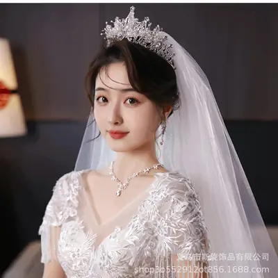 Korean Style Gold Silver Bridal Crown Headband