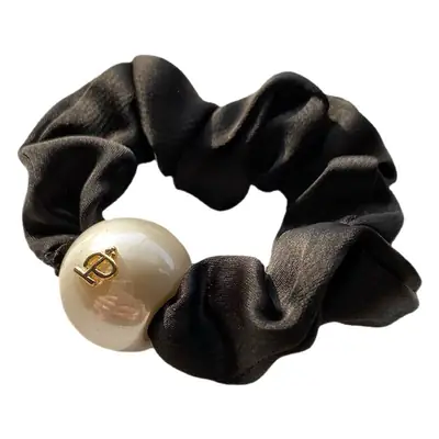 2025 Korean Style Black Pearl Hair Scrunchie with Crown