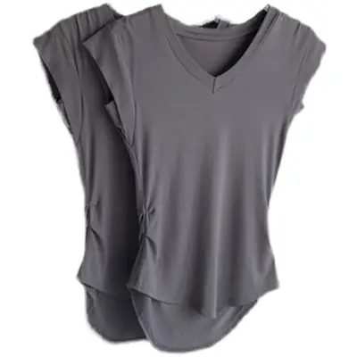 Women V-Neck T-Shirt Solid Slim Fit 2026
