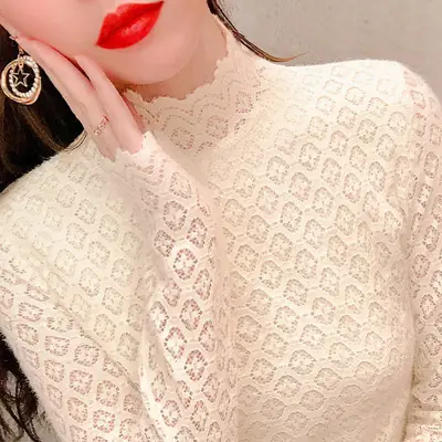 Women's White Lace Fleece Fingerless Gloves 2022