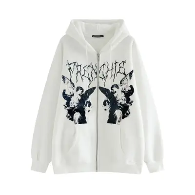 Women's 2022 Hooded Zipper Jacket Brown Graphic Design