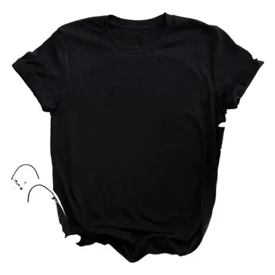 Women White Round Neck T-Shirt Casual Short Sleeve
