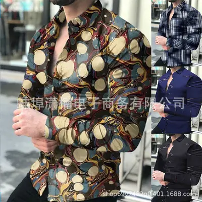 Men's Black Red Stripe Long Sleeve Shirt
