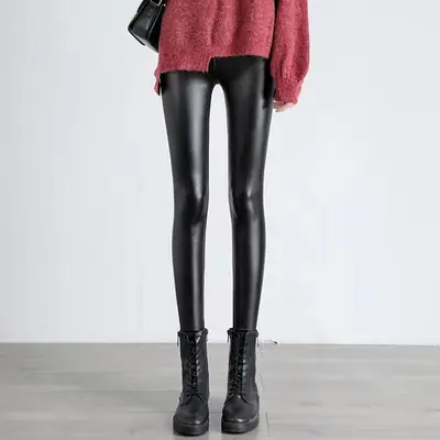 Women's Fleece-Lined Thick Leather Pants Winter Warm Waterproof