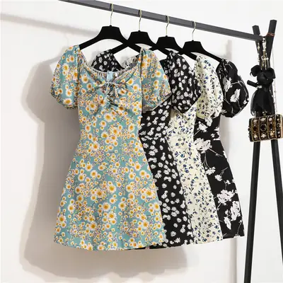 2022 Summer Floral V-Neck Lace-Up Dress for Women