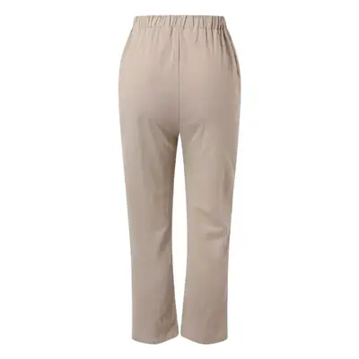 White Cotton Linen Casual Pants with Straight Pocket