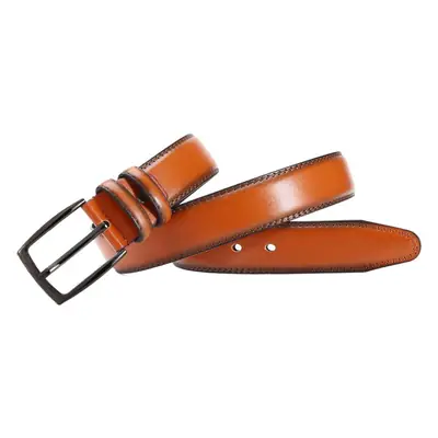Men's Brown Leather Belt with Silver Buckle