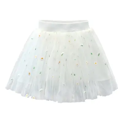 Pink Embroidered Mesh Girl Skirt 2022 Summer