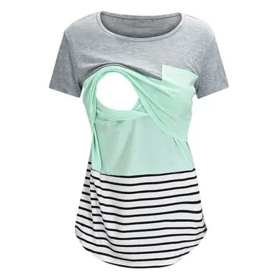 2022 Striped Maternity Top with Black & Pink Tie-Back Design