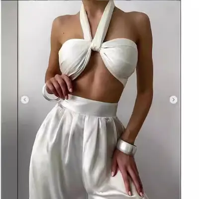 2022 Yellow Halter Top Women's Base Layer Set