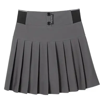 Elastic Pleated Skirt for Women Black Brown High Waist A-Line