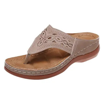 Foreign Trade Large Size Clip Slippers Women's Spring and Summer New European and American Fashion Wedge Flip-Flops Women's Beach Slippers