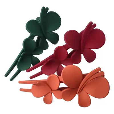 Double Butterfly Hair Clip Pink Frosted Size