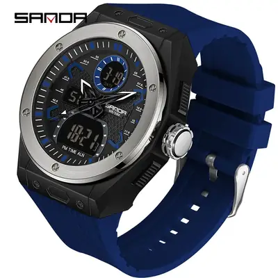 Sanda Multifunctional Men's Watch Black Gold Waterproof