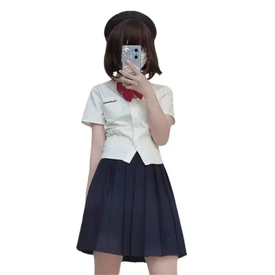 Japanese School Sister Graduation Shirt Top White Short Sleeve Women's Summer College Style