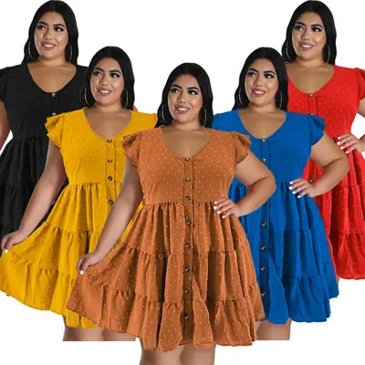 Ice Silk Wrinkled Fur Ball Dress Large Size Women