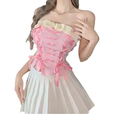 Pink Bow Tie Waist-Cinching Dress for Women