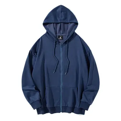 Men Green Hooded Zipper Sweatshirt 260g