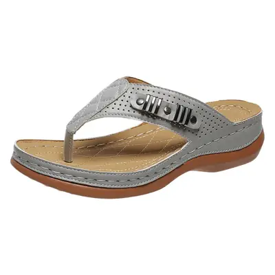 Summer European and American platform flip-flops beach slippers women's foreign trade plus size wedge flip-flops outdoor sandals Amazon