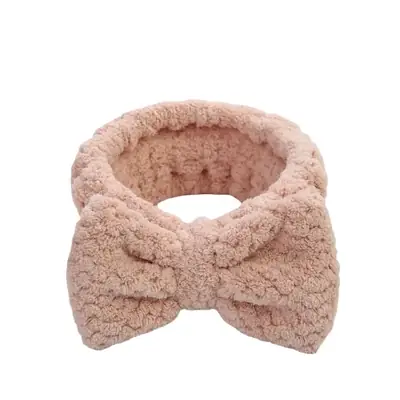 Women's Microfiber Bow Hair Band Soft Absorbent Beige