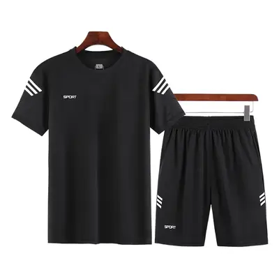 Men Summer Casual Gym Suit White Black Quick Dry