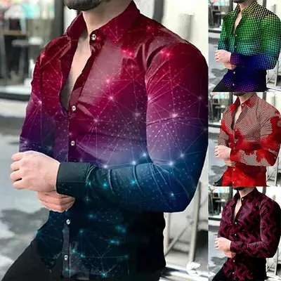 2022 Men's Printed Lapel Shirt Outerwear