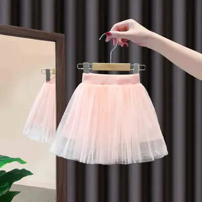 Girls' White Tiered Skirt 2022 Summer