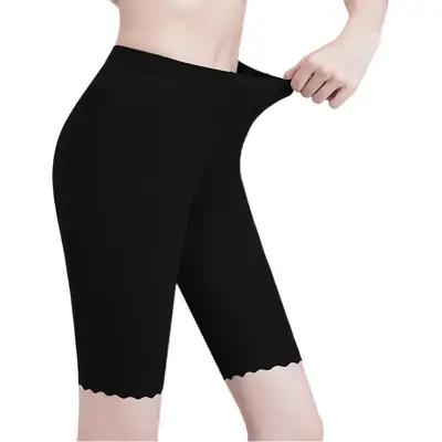 Black Ice Silk Capri Pants for Women Anti-Curl Antibacterial