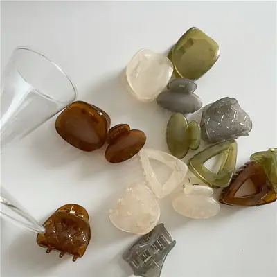 Green Transparent Triangle Hair Grab Clip for Kids