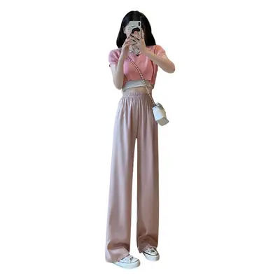 Women Wide Leg Ice Silk Pants 2025 Summer