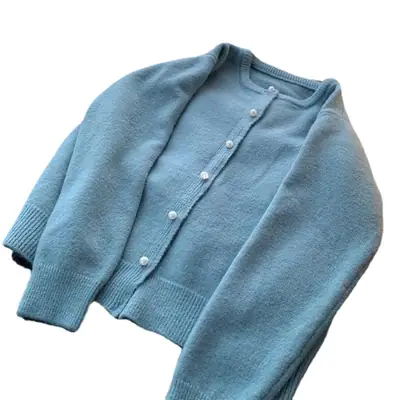 Women's Blue Knitted Cardigan Small 2025