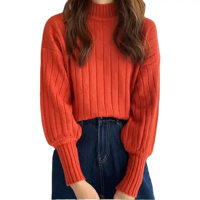 Women's Knitted Half Turtleneck Sweater Beige 2025
