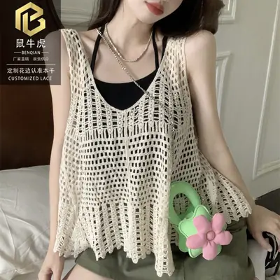 Women Cotton Embroidered Vest Sleeveless Summer Wear